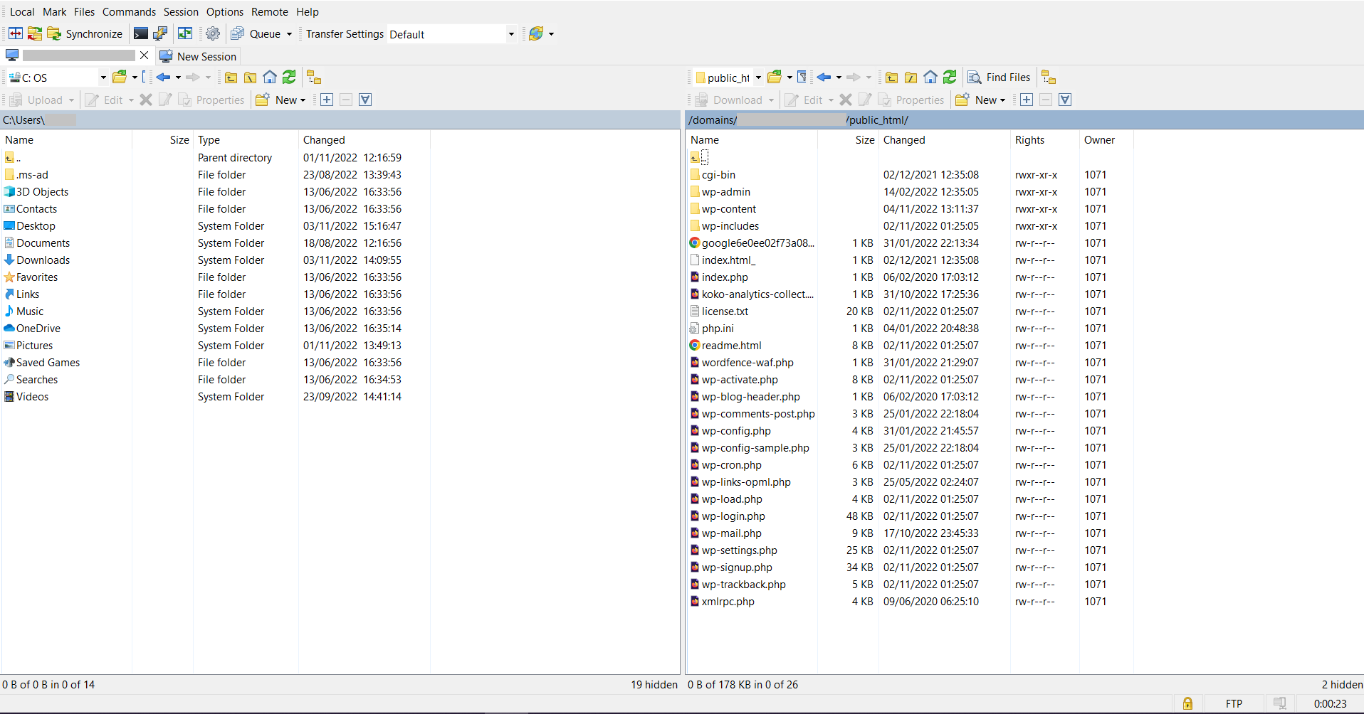 WinSCP Folder Structure